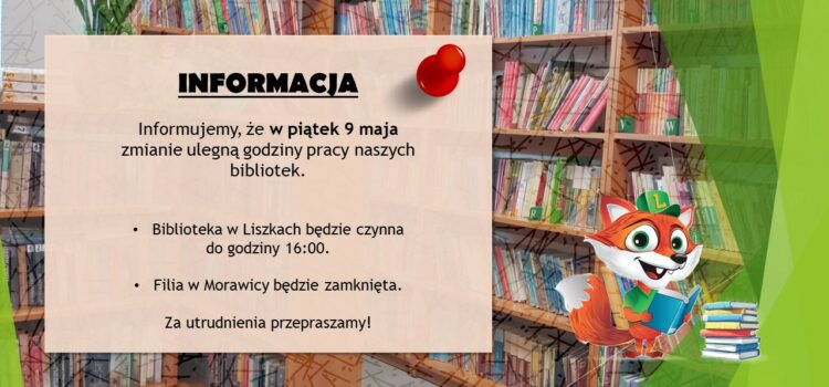 Organizacja pracy bibliotek w piątek 9 maja
